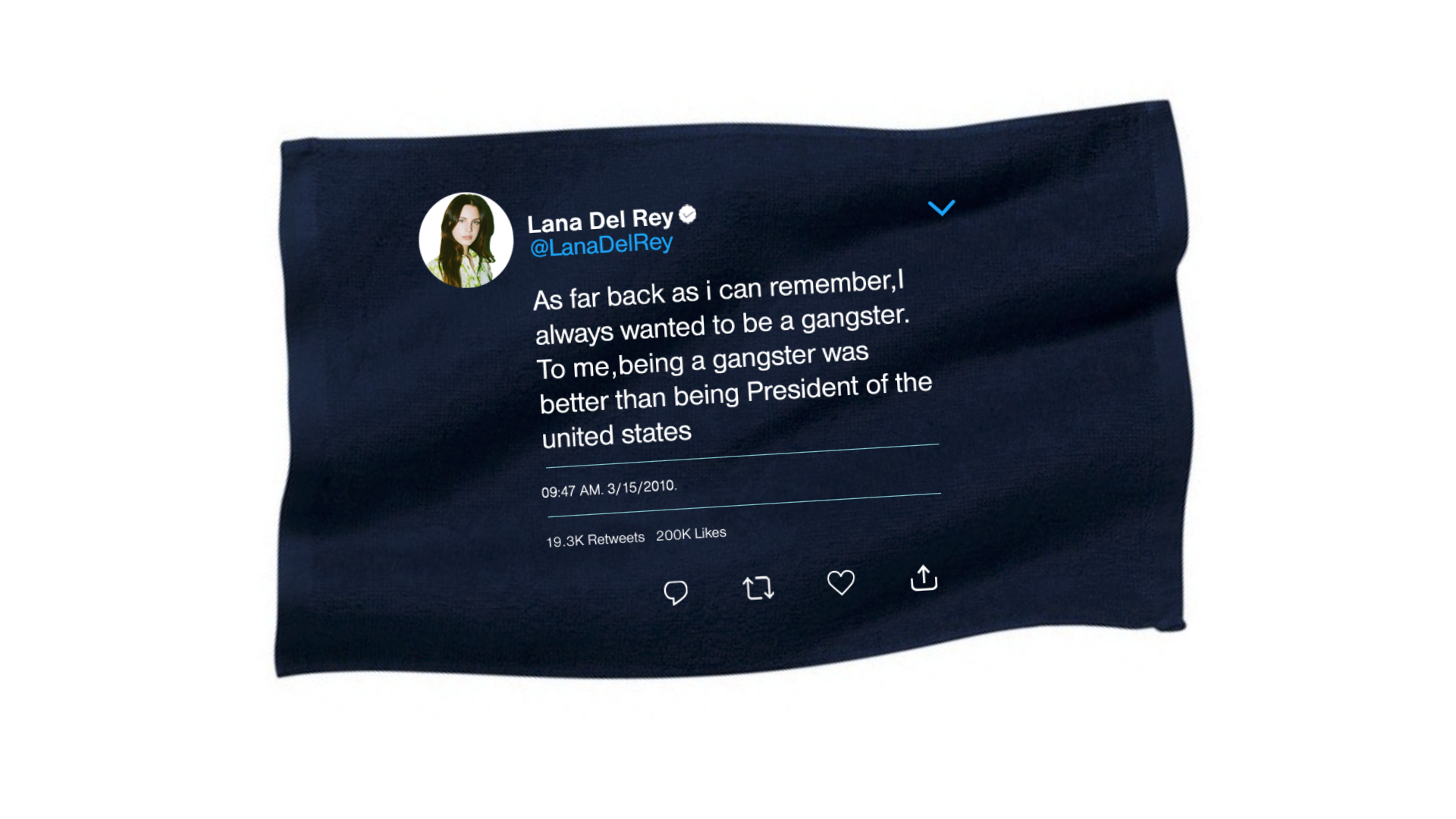 Lana del rey dark mode tweet towel